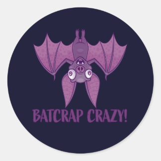 Batcrap Crazy Wacky Cartoon Bat Classic Round Sticker