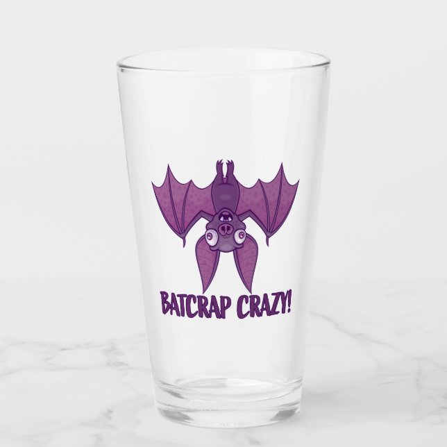 Batcrap Crazy Wacky Cartoon Bat Glass (Front)