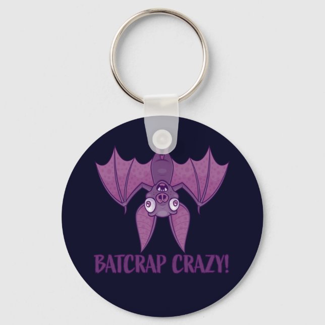 Batcrap Crazy Wacky Cartoon Bat Keychain (Front)