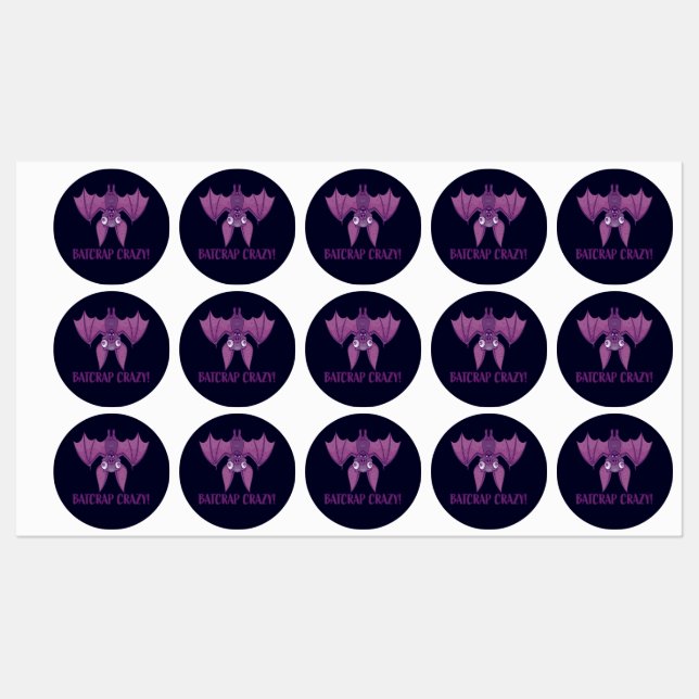 Batcrap Crazy Wacky Cartoon Bat Labels (Sheet)