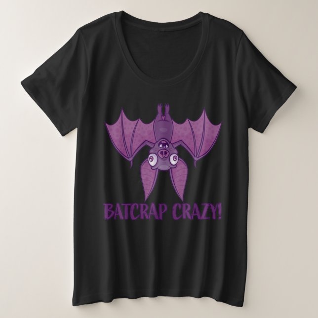 Batcrap Crazy Wacky Cartoon Bat Plus Size T-Shirt (Design Front)