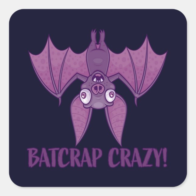Batcrap Crazy Wacky Cartoon Bat Square Sticker (Front)