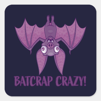 Batcrap Crazy Wacky Cartoon Bat Square Sticker