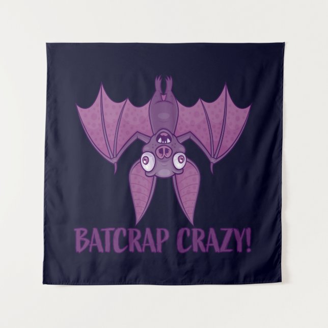 Batcrap Crazy Wacky Cartoon Bat Tapestry (Front)