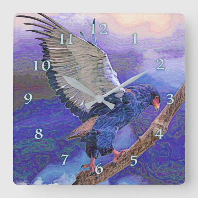 BATELEUR EAFLE SALUTE TO AFRICA SQUARE WALL CLOCK (Front)