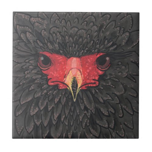 Bateleur Eagle African Bird Portrait Paper Collage Ceramic Tile