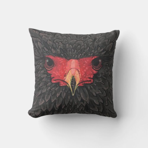 Bateleur Eagle African Bird Portrait Paper Collage Throw Pillow