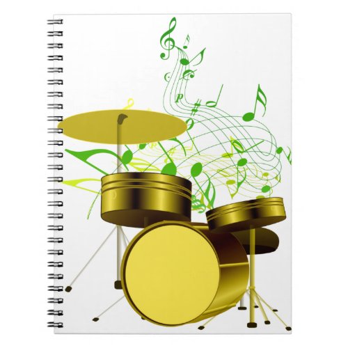 bateria musical con notas musicales notebook