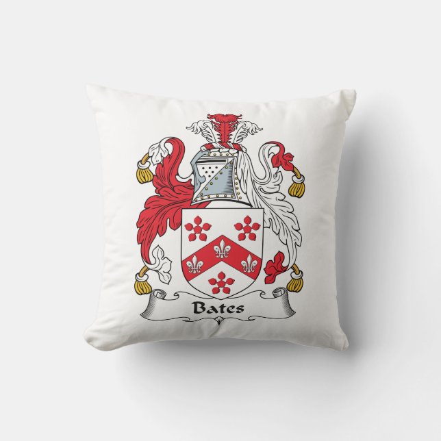 Bates Family Crest Throw Pillow (Front)