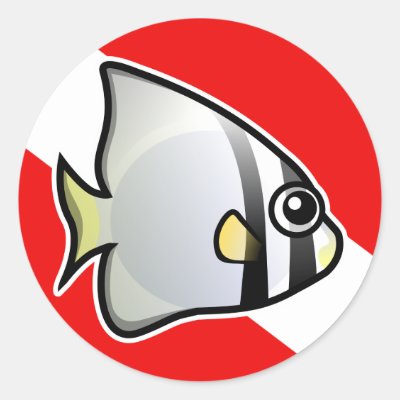 Batfish Dive Flag Classic Round Sticker