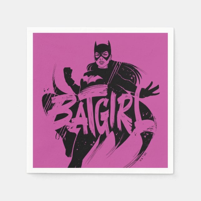 Batgirl Ink Brush Name Napkins (Front)