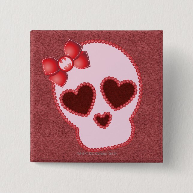 Batgirl Skull With Bow Pinback Button (Front)