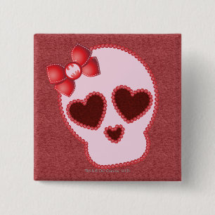 Batgirl Skull With Bow Pinback Button