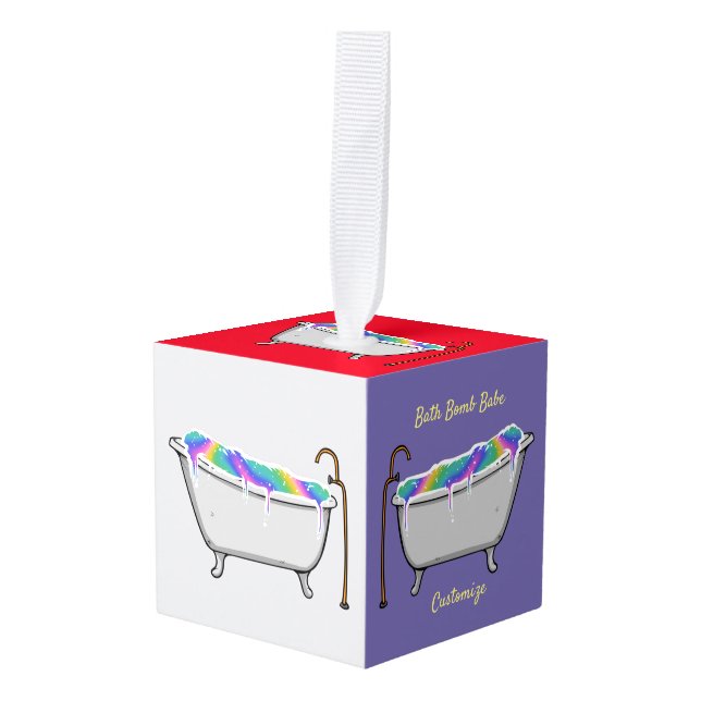 Bath Bomb Babe Thunder_Cove Cube Ornament (Front Angled)