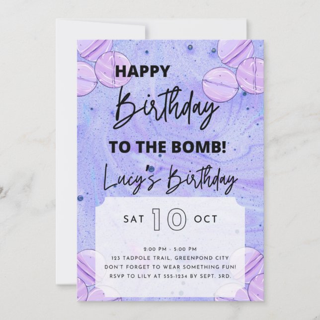 Bath Bomb Birthday Invitation (Front)