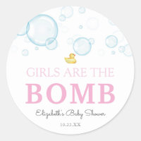 Bath Bomb Girl Baby Shower Rubber Duck Classic Round Sticker