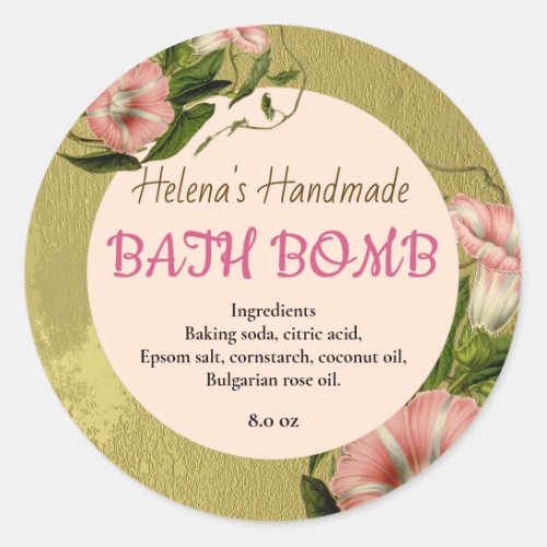 Bath Bomb Gold Peach Professional Product Label