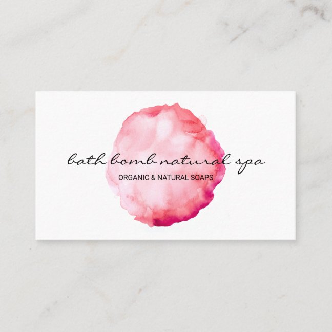 Bath Bomb Green Circle Watercolor Brush Pink Business Card