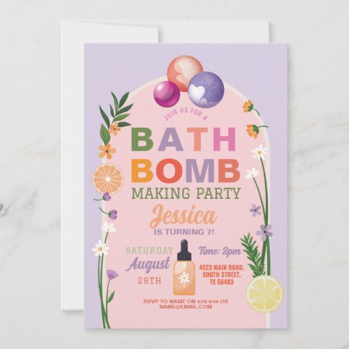 Bath Bomb Making Crafts Birthday Fragrance  Invitation