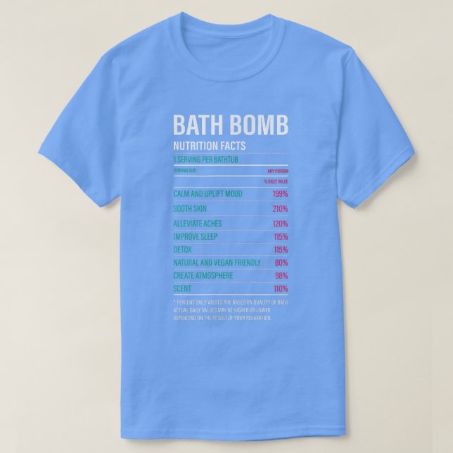 Bath Bomb Nutrition Facts Benefits Bathtub Bubble  T-Shirt (Design Front)