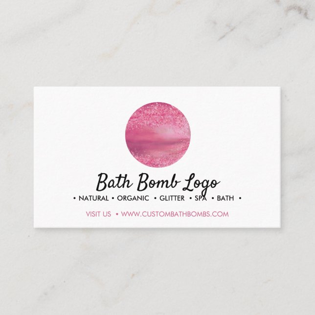 Bath bomb pink sparkle business card (Front)