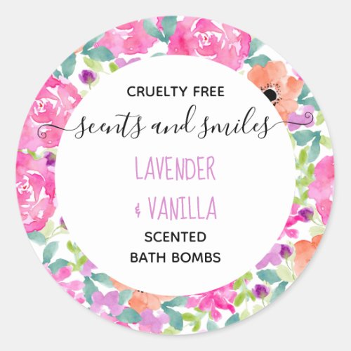 Bath Bomb Pretty Watercolor Floral Product Labels