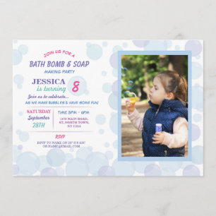 Bath Bomb Soap Making Bubble Birthday Party Photo Invitation