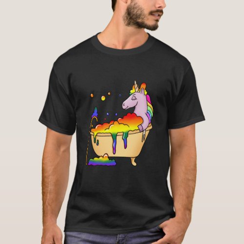 Bath Bomb _ Unicorn Bathing in Bathtub LBGT T_Shirt