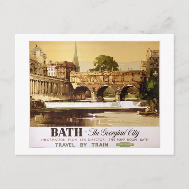 Bath British Railways Vintage Travel  Poster Postcard (Front)