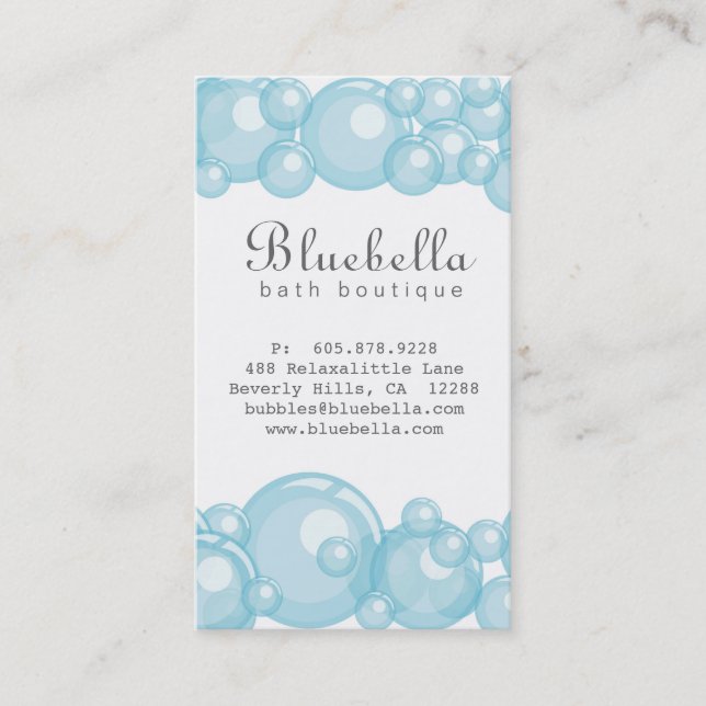 Bath Bubbles Spa Hair Salon Dog or Auto Wash Business Card (Front)