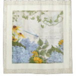 Bath Decor Farmhouse Vintage Floral Dragonfly Art Shower Curtain at Zazzle