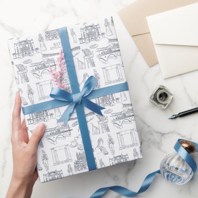 Bath, England Toile style pattern, Jane Austen Wrapping Paper (Gifting)