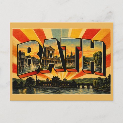 Bath England Vintage Travel Art Postcard