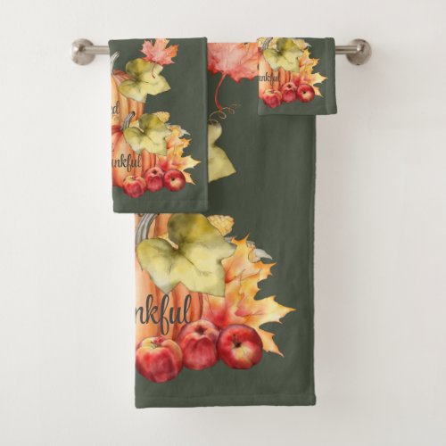 Bath Green Be Thankful Blessed Bath Towel Set