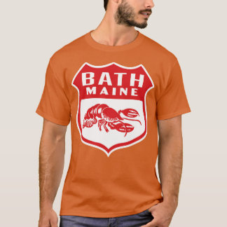 Bath Maine Retro  Shield Red T-Shirt