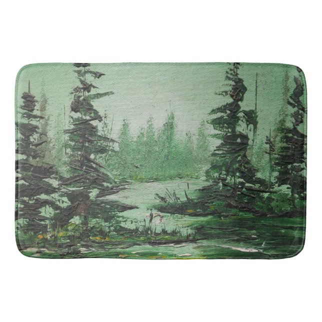 Bath Mat Ann Hayes Painting Green Forest (Front)
