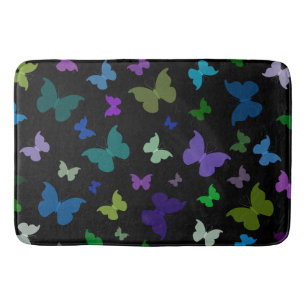 Bath Mat/Black with Butterflies Bathroom Mat