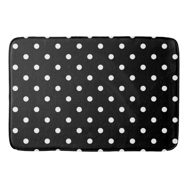Bath Mat/Black with White Polka Dots Bathroom Mat (Front)