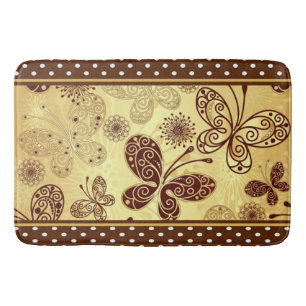 Bath Mat/Butterflies, Flowers and Polka Dots Bathroom Mat