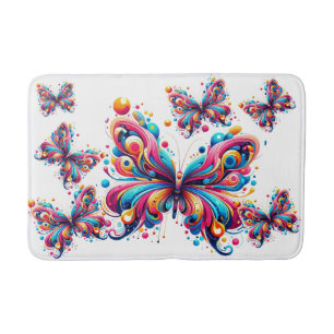 Bath Mat - Colorful Geometric Butterflies