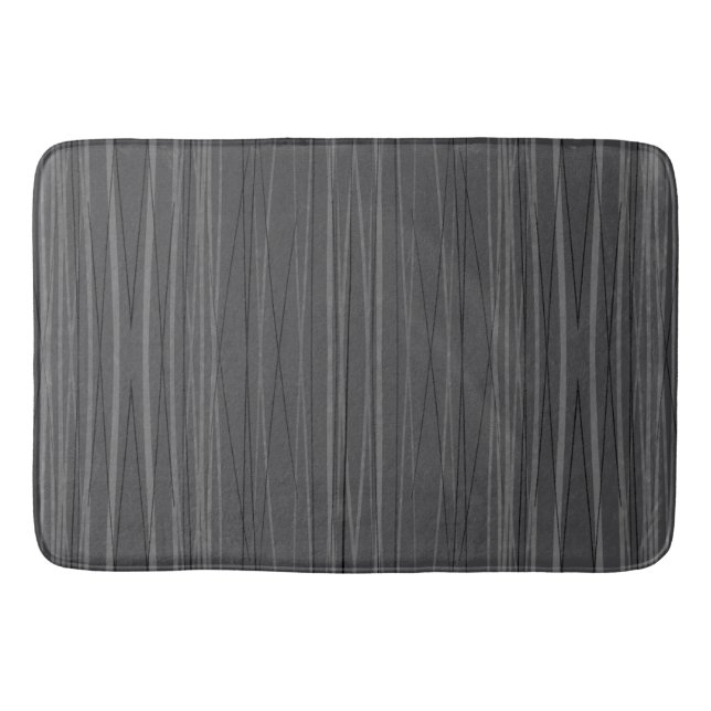 Bath Mat Dark Charcoal Flowing Lines Modern (Front)