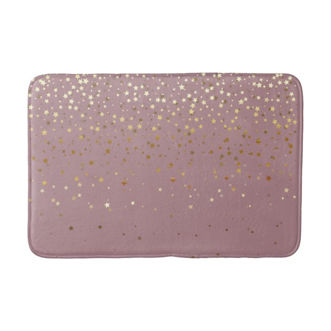Bath Mat-Golden shower of Stars DSTY Rose Bathroom Mat (Front)