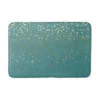 Bath Mat-Golden shower of Stars Teal Bathroom Mat