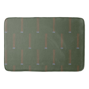 Bath Mat, Large, Hunter Green, Blue Cats Design Mat