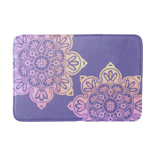 Bath Mat on Purple with big Boho medallions