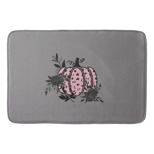 Bath Mat, Pink and Black Leopard Pumpkin Mat (Front)