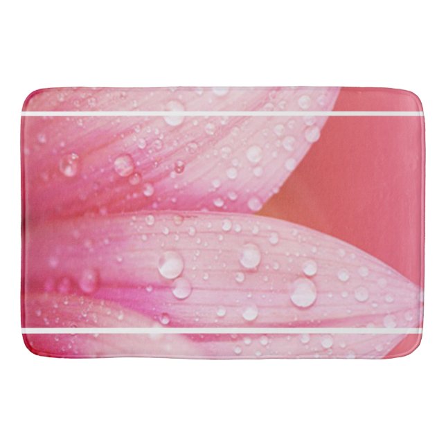Bath Mat/Pink Flower Pedals with Dew Drops Mat (Front)
