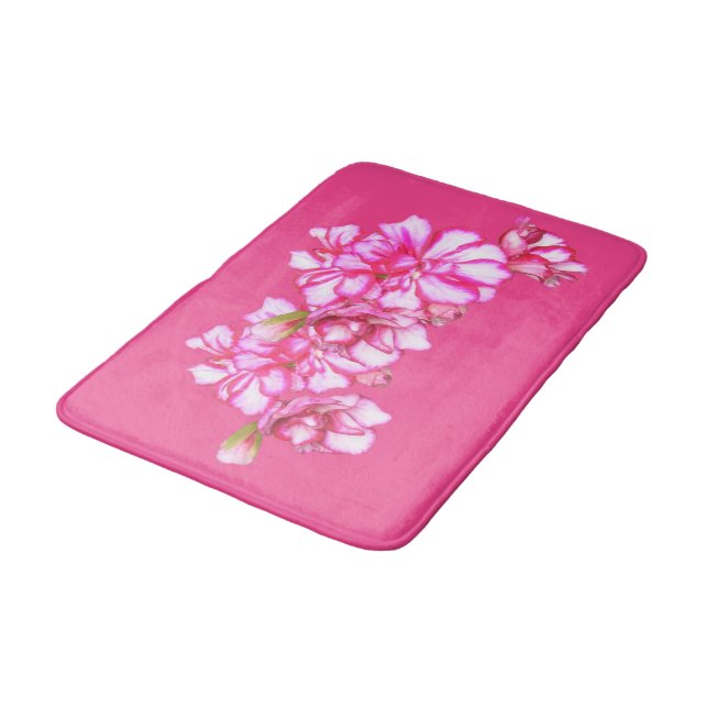 Bath Mat - Pink Stripped Geraniums (Angled)
