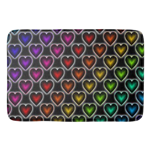 Bath Mat/Rainbow Hearts Bathroom Mat (Front)