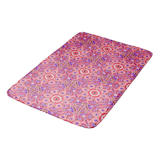 Bath Mat red bohemian abstract (Angled)